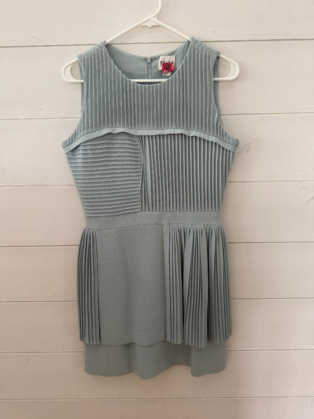 REISS sleeveless baby blue pleated dress.